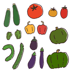 手描きの緑黄色野菜セット