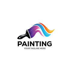 Colorful Paintbrush Logo Vector with Dynamic Rainbow Splash