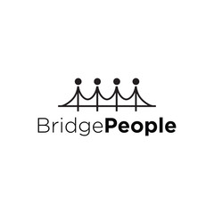 A clean vector logo of bridge-shaped people symbolizing unity, teamwork, and community connection. Perfect for business collaboration, partnership, and social organization branding.