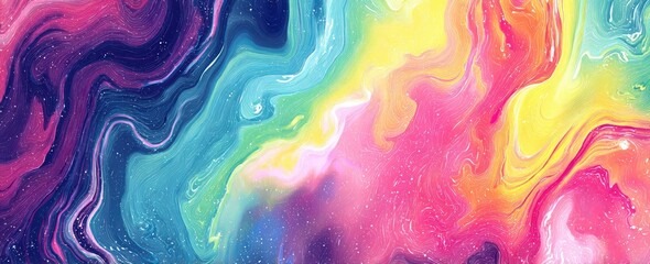 Abstract colorful swirl of mixed paints in rainbow hues. Fluid design