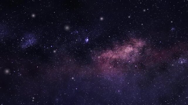 Slow Motion Flight Through Deep Space Star Field and Milky Way Clouds