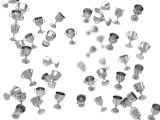 Award Celebration with Falling Chrome Trophies