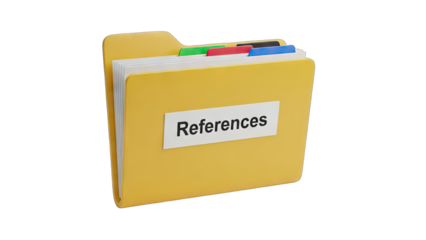 Yellow Folder Labeled References With Colorful Tabs And Documents Inside Isolated On Transparent Background