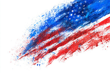 abstract watercolor splash of the American flag rendered in bold strokes and splatters