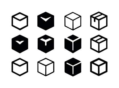 Geometric Logo Variations. boxy structure. Icon set. Set Logo of
