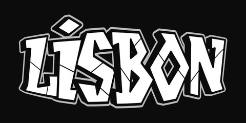Lisbon city graffiti letter block design