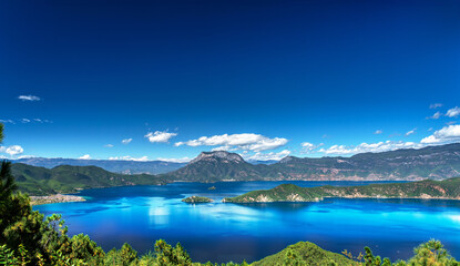 beautiful luqu lake in yunnan china