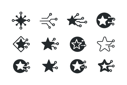Digital Star Logos. Astronomy and technology integration. Icon s