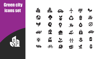 Green city 30 icons set
