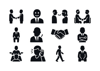 Non-Verbal Interview Icons. Non-verbal communication in intervie