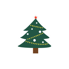 Vector Christmas Tree with White and Yellow Decorations