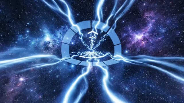 Interdimensional vortex with electricity in space