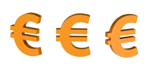 Obraz premium Golden euro symbols on transparent background 3D render