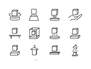 Minimalist Product Icons. Product display. Line icon set of Prod