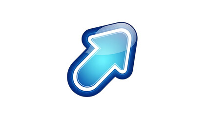Glossy Blue Arrow Pointing Up and Right isolated on a transparent background cursor