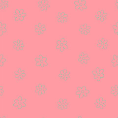 Seamless pattern with hand drawn meadow bold flowers. Floral Block Prints inspired by printmaking in Christmas color combinations