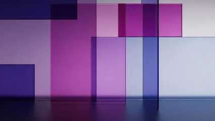 Abstract composition translucent purple & pink rectangles