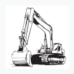 excavator on a white