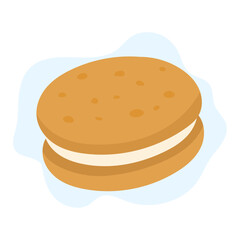 Sweet snack style featuring sandwich cookie with creamy filling, cookie texture adding cozy dessert vibe perfect for packaging, recipe visuals and cafe themes.