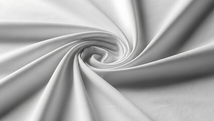 Elegant white satin fabric swirling in a spiral pattern