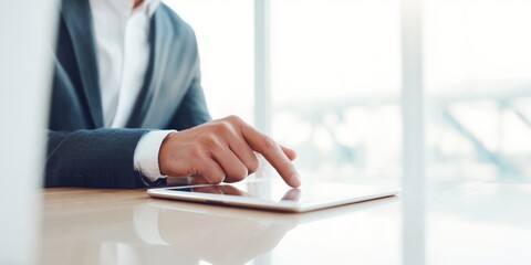 Man is using a tablet computer