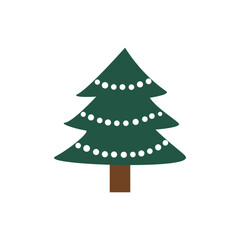 Vector Christmas Tree With White Ornaments 