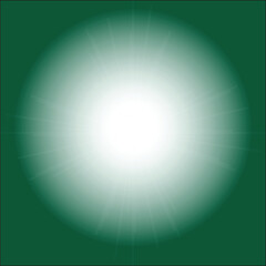 Green abstract background design with bright sunlight glow and blue sky rays illustration