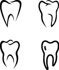 vector set of black icons ofa tooth - dentist clinic icon on white background vector illustration