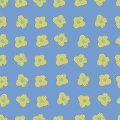 Seamless pattern with hand drawn meadow bold flowers. Floral Block Prints inspired by printmaking in Christmas color combinations