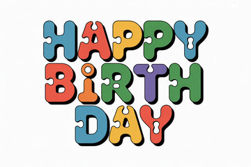 Vibrant Happy Birthday puzzle letters in colorful playful design