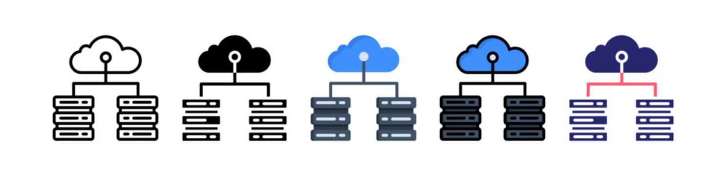 Data Center Multiple Style Icon Set Collection. 