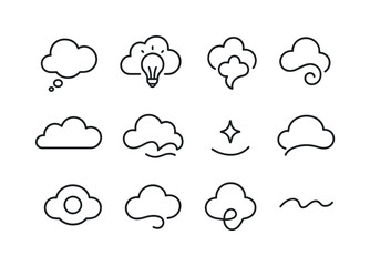 Fototapeta premium Imagination Clouds Icon Set. Imagination clouds. Line icon set o
