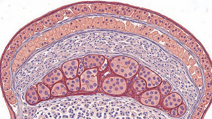 Microscopic cross-section of plant ovule structure revealing cellular detail