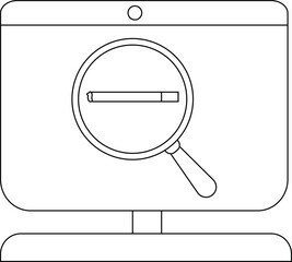 Desktop search with magnifying glass concept for online research.