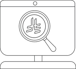 Magnifying glass on a computer screen symbolizing search and analysis.