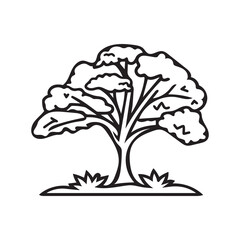 Obraz premium Black tree icon nature wood leaf classic white background design.