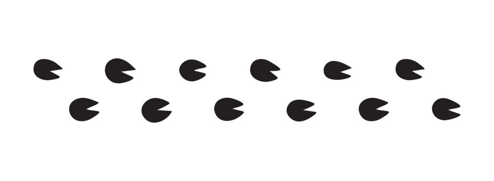 hoofprints leg touch stamp line set. flat dark black ink hand drawn footprint hooves retro art etch contour comic style. 