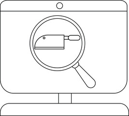Online Cooking Class Concept with Digital Magnifying Glass and Knife Icon