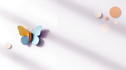 Zero discrimination day concept. Creative Minimalist Butterfly Paper Art with Pastel Color Tone Background