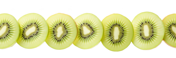 Fresh kiwi slices display vibrant green color and unique texture, perfect for healthy snacks or smoothies