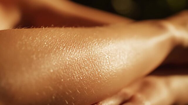 Exploring the natural design of human skin's response to exertion, with glistening sweat droplets highlighting the body's remarkable cooling mechanisms and physiological health