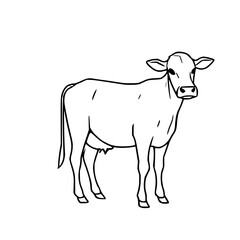 A minimalist outline of a standing cow.