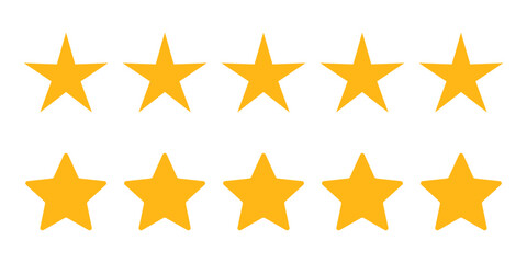 Five star rating icon in flat style. Customer product rating vector illustration on isolated background. Feedback sign business concept.