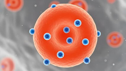 Microscopic Depiction of a Red Blood Cell and Its Interaction with Cellular Particles