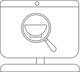 Digital magnifying glass on a computer screen searching for insights.