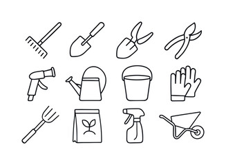 Garden Tools Icons. Garden Tools. Line icon set of Garden Tools: