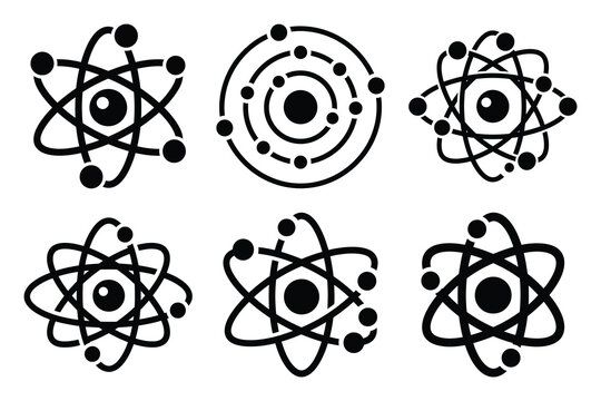 Set of atom icon silhouette vector art illustration
