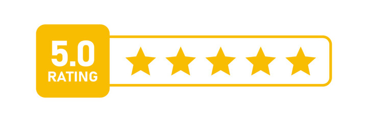 Five star rating icon in flat style. Customer product rating vector illustration on isolated background. Feedback sign business concept.