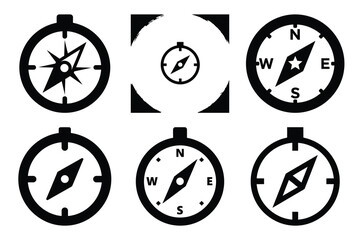 Set of compass icon silhouette vector art illustration © Bhabas