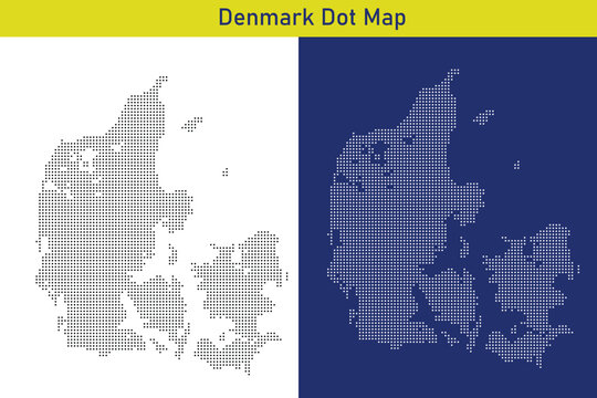 Denmark dot map black halftone dotted map illustration vector, Vector style dotted map used for digital insights.